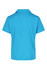 A blue polo shirt featuring a textured pattern and a collar, with a logo on the side.