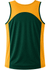 A men's singlet featuring a yellow front and dark green back, designed for athletic wear. Includes a logo.