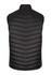 A black men's vest with a quilted design and no sleeves, featuring a logo on the back.