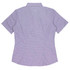 A short-sleeve button-up shirt in a checkered pattern, featuring a collar and a fitted design.