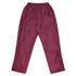 Maroon track pants featuring a smooth finish and zippered pockets, designed for kids.