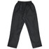 Black track pants with an elasticated waistband, featuring a loose fit and a smooth finish. Includes a branding logo.