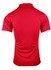 A red polo shirt with a classic collar and short sleeves. The back view highlights a smooth, minimalist design.