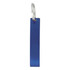 A drink bottle opener in a sleek, blue design with a metal loop for easy attachment.