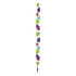 A pair of white shoe laces featuring multicoloured polka dots in green, purple, and pink.