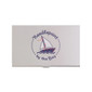 A white business card holder featuring a logo with a sailboat design.