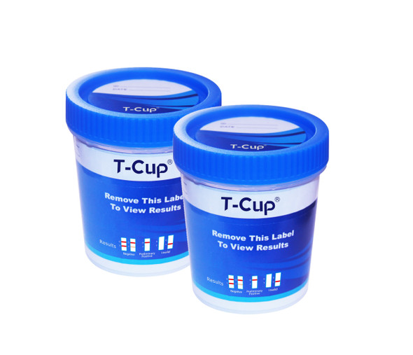 6 Panel UDS T-Cup (Box of 25) CLIA Waived - AMP, BZO, COC, MAMP, OPI, THC