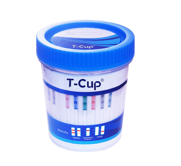 5 Panel UDS T-Cup with AD (Box of 25) CLIA Waived - AMP, COC, MAMP, OPI, THC, CR-SG-PH