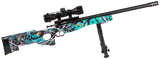 Crickett KSA2149 Precision Package 22 LR Caliber with 1rd Capacity, 16.12" Barrel, Blued Metal Finish & Fixed Thumbhole Muddy Girl Serenity Synthetic Stock Right Hand (Youth) Includes Scope & Bipod