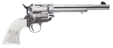 Cimarron PP415LNTRII Teddy Roosevelt Frontier 45 Colt (LC) 6 Shot 7.50" Nickel-Plated Engraved Barrel, Cylinder & Frame, White w/Laser Engraved "T.R." Grip