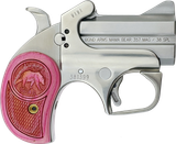 Bond Arms BAMB Mama Bear  357 Mag/38 Special 2rd 2.50" Stainless Steel Double Barrel & Frame, Auto Extractors & Rebounding Hammer, Blade Front/Fixed Rear Sights, Pink Wood Grip, Manual Safety