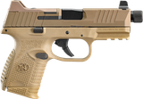 FN 66100781 509CT  Compact 9mm Luger 10+1, 4.32" Black Steel Threaded Barrel, Flat Dark Earth PVD Optic Cut/Serrated Stainless Steel Slide, Flat Dark Earth Polymer Frame w/Picatinny Rail, Ambidextrous