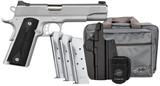 Kimber Mfg, Inc 3700826 Stainless LW Club Bundle Full Size Frame 45 ACP 7+1 5" Stainless Match Grade Barrel, Serrated Stainless Steel Slide, Stainless Aluminum Frame w/Beavertail, Black Textured Grip