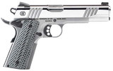Bersa B19117050PMBG B1911 Mirror Full Size Frame 45 ACP 8+1 5" Stainless Steel Barrel, Polished Stainless Serrated Steel Slide, Stainless Steel Frame w/Beavertail, Gray VZ Grip, Ambidextrous