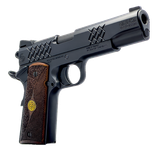 Dickinson LLC DKSN45BM 1911 Adam Full Size Frame 45 ACP 8+1 5" Matte Black Button Rifled Barrel, Matte Black Serrated Aluminum Slide, Matte Black Steel Frame, Wood Grips