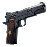 Dickinson LLC DKSN45BM 1911 Adam Full Size Frame 45 ACP 8+1 5" Matte Black Button Rifled Barrel, Matte Black Serrated Aluminum Slide, Matte Black Steel Frame, Wood Grips