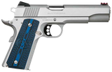Colt Mfg O1072CCS Competition Government 9mm Luger 9+1 5" Stainless National Match Barrel, Serrated Slide & Frame w/Beavertail, Checkered Blue G10 Grip, Ambidextrous