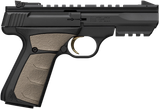 Browning 051601490 Buck Mark Black Label URX 22 LR 10+1 5.50" Matte Blued Contoured Barrel, Matte Black Serrated Slide, Matte Black Aluminum Frame w/Picatinny Rail, FDE UFX Overmolded Grip