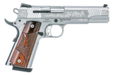 Smith & Wesson 10270 1911 E-Series Full Size Frame 45 ACP 8+1, 5" Stainless Steel Barrel, Glass Bead w/Engraving Serrated SS Slide, Matte Silver Engraved SS Frame w/Beavertail, Ambidextrous