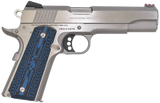 Colt Mfg O1073CCS Competition Government 38 Super 9+1 5" Stainless National Match Barrel, Serrated Slide & Frame w/Beavertail, Checkered Blue G10 Grip, Ambidextrous