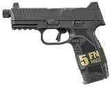 FN 66101650 509T Bundle Full Size Frame 9mm Luger 10+1 4.50" Black Steel Threaded Barrel, Black Optic Ready/Serrated Stainless Steel Slide, Black Polymer Frame w/Picatinny Rail 5 Magazines/Case