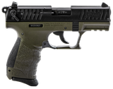 Walther Arms 5120715 P22 Q Military 22 LR 10+1 3.42" Steel/Threaded Barrel, Matte Black Tenifer Serrated/Steel Slide, OD Green Polymer Frame w/Picatinny Rail, Black Interchangeable Backstrap Grips