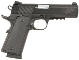 Tisas 10100120 1911 Carry 45 ACP 8+1 4.25" Black Steel Barrel, Black Cerakote Serrated Steel Slide, Black Cerakote Steel Frame w/Accessory Rail & Beavertail, Black Overmolded Grips