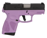 Taurus 1G2S931LP G2S  Compact Frame 9mm Luger 7+1 3.26" Matte Stainless Steel Barrel, Matte Black Serrated Alloy Steel Slide, Light Purple Polymer Frame w/Picatinny Rail & Polymer Grip, Right Hand