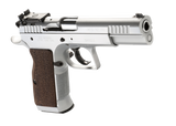 Tanfoglio IFG TF-LIMPRO-38 Defiant Limited Pro 38 Super Caliber with 4.80" Barrel, 17+1 Capacity, Overall Hard Chrome Finish Steel, Beavertail Frame, Serrated Slide & Brown Polymer Grip