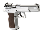 Tanfoglio IFG TF-LIMPRO-38 Defiant Limited Pro 38 Super Caliber with 4.80" Barrel, 17+1 Capacity, Overall Hard Chrome Finish Steel, Beavertail Frame, Serrated Slide & Brown Polymer Grip
