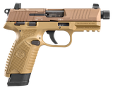 FN 66101009 502 Tactical 22 LR 10+1 4.60" Black Steel Threaded Barrel, Flat Dark Earth Optic Ready/Serrated Slide & Polymer Frame w/Picatinny Rail, FDE Textured Polymer Grip, Ambidextrous