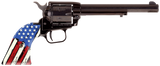 Heritage Mfg RR22B6US06 Rough Rider  22 LR 6rd 6.50" Black Oxide Alloy Steel Barrel & Cylinder, Black Oxide Zinc Alloy Frame, Distressed USA Flag Polymer Grip, Manual Safety, Exposed Hammer