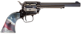 Heritage Mfg RR22B6US02 Rough Rider  22 LR 6 Shot, 6.50" Black Oxide Steel Barrel, Black Oxide Zinc Alloy Frame, Black Oxide Cylinder, Black US Flag Grip, Exposed Hammer