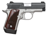 Kimber Mfg, Inc 3300099 Micro 9 Two-Tone Micro Frame 9mm Luger 7+1 3.15" Stainless Match Grade Barrel, Matte Black Serrated Steel Slide, Satin Silver Aluminum Frame w/Beavertail, Rosewood Grip