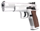 Tanfoglio IFG TF-LIMPRO-9 Defiant Limited Pro 9mm Luger Caliber with 4.80" Barrel, 19+1 Capacity, Overall Hard Chrome Finish Steel, Beavertail Frame, Serrated Slide & Brown Polymer Grip