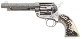 Taylors & Company 200063 1873 Cattle Brand 45 Colt (LC) Caliber with 5.50"  Barrel, 6rd Capacity Cylinder, Overall Nickel-Plated Engraved Finish Steel & Imitation Stag Grip
