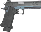 Great Lakes Firearms GL1911DS9FSSBLU 1911 DS Synergy 9mm Luger 20+1 5" Optic Cut/Serrated Cerakote Black Molded Grip Blue Titanium Frame