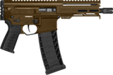 CMMG 94A6867MB Dissent MK4 9mm Luger 33+1 6.50", Midnight Bronze Rec, Picatinny Brace Adapter, 5.50" M-LOK Handguard, Left Side Charging Handle, Zeroed Linear Comp, Zeroed Drop-In Single Stage Trigger