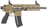 HK 81000530 416  Sports South Exclusive 22 LR 20+1 8.50" Black Steel Threaded Barrel, Flat Dark Earth Aluminum w/M-LOK & Picatinny Rail Receiver, Black Polymer Grip, Right Hand