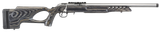 Ruger 8366 American Rimfire Target Full Size 22 LR 10+1 18" Satin Stainless Threaded Bull Barrel, Satin Stainless Scope Rail Receiver, Black Wood Thumbhole Stock, Right Hand
