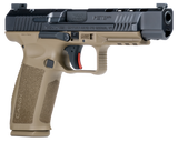 Canik HG5635N Mete SFx Full Size Frame 9mm Luger 20+1/18+1, 5.20" Black Match Grade Barrel Black Nitride Serrated Steel Slide, Flat Dark Earth Polymer Frame w/Picatinny Rail, Ambidextrous