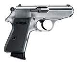 Walther Arms 5030320 PPK/S  22 LR 10+1 3.30" Steel/Threaded Barrel, Nickel Serrated/Steel Slide, Stainless Zinc Alloy Frame w/Beavertail, Black Checkered Polymer Grips