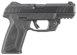 Ruger 3816 Security-9  9mm Luger  4" Barrel 15+1, Black Polymer Frame With Picatinny Acc. Rail, Front Serrated Black Oxide Steel Slide, Manual Safety, Includes Viridian Red Laser
