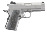 Ruger 6762 SR1911 Officer-Style 45 ACP 7+1 3.60" Stainless Steel Barrel, Serrated Stainless Steel Slide, Low-Glare Stainless Steel Frame w/Beavertail, Checkered Gray G10 Grip