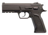 Tanfoglio IFG TFFORCEP40 Defiant Force Plus 40 S&W Caliber with 4.40" Barrel, 12+1 Capacity, Overall Black Finish, Picatinny Rail/Beavertail Short Frame, Serrated Steel Slide & Polymer Grip