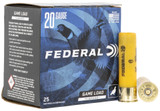 Federal H2586 Game-Shok High Brass 20Gauge 3" 1 1/4oz 6Shot 25 Per Box/10 Case