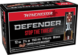 Winchester Ammo SB1200PD Defender  12Gauge 2.75" 9Pellets Copper Plated 00Buck Shot 10 Per Box/10 Case