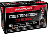 Winchester Ammo SB1200PD Defender  12Gauge 2.75" 9Pellets Copper Plated 00Buck Shot 10 Per Box/10 Case