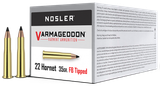 Nosler 41132 Varmageddon  22Hornet 35gr Flat Base Tipped 50 Per Box/5 Case