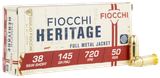 Fiocchi 38SWSHA Heritage  38S&WShort 145gr Full Metal Jacket 50 Per Box/20 Case